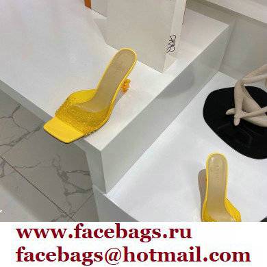 Mach  &  Mach Star Heel 8.5cm Crystal Embellished Mules PVC Yellow 2022